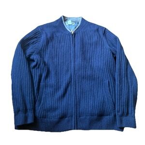 Duluth Trading Shetland‎ Wool Windproof Zip Sweater Mens 2XL Blue